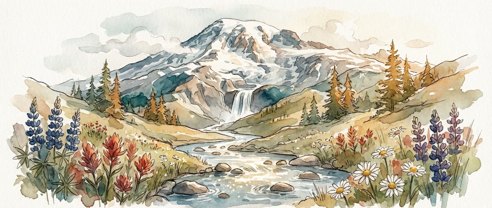 Mountain waterfall scene